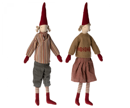 Maileg Tonttupoika raitapaidassa 61cm