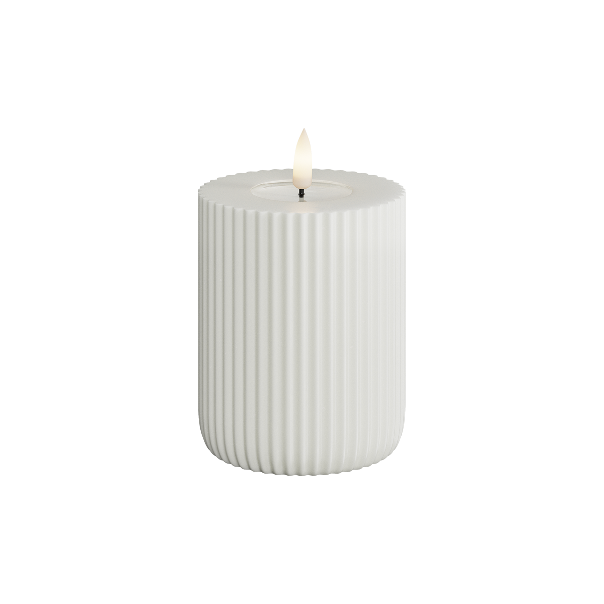Led-kynttilä Solid stripe pilarikynttilä valkoinen Deluxe Homeart