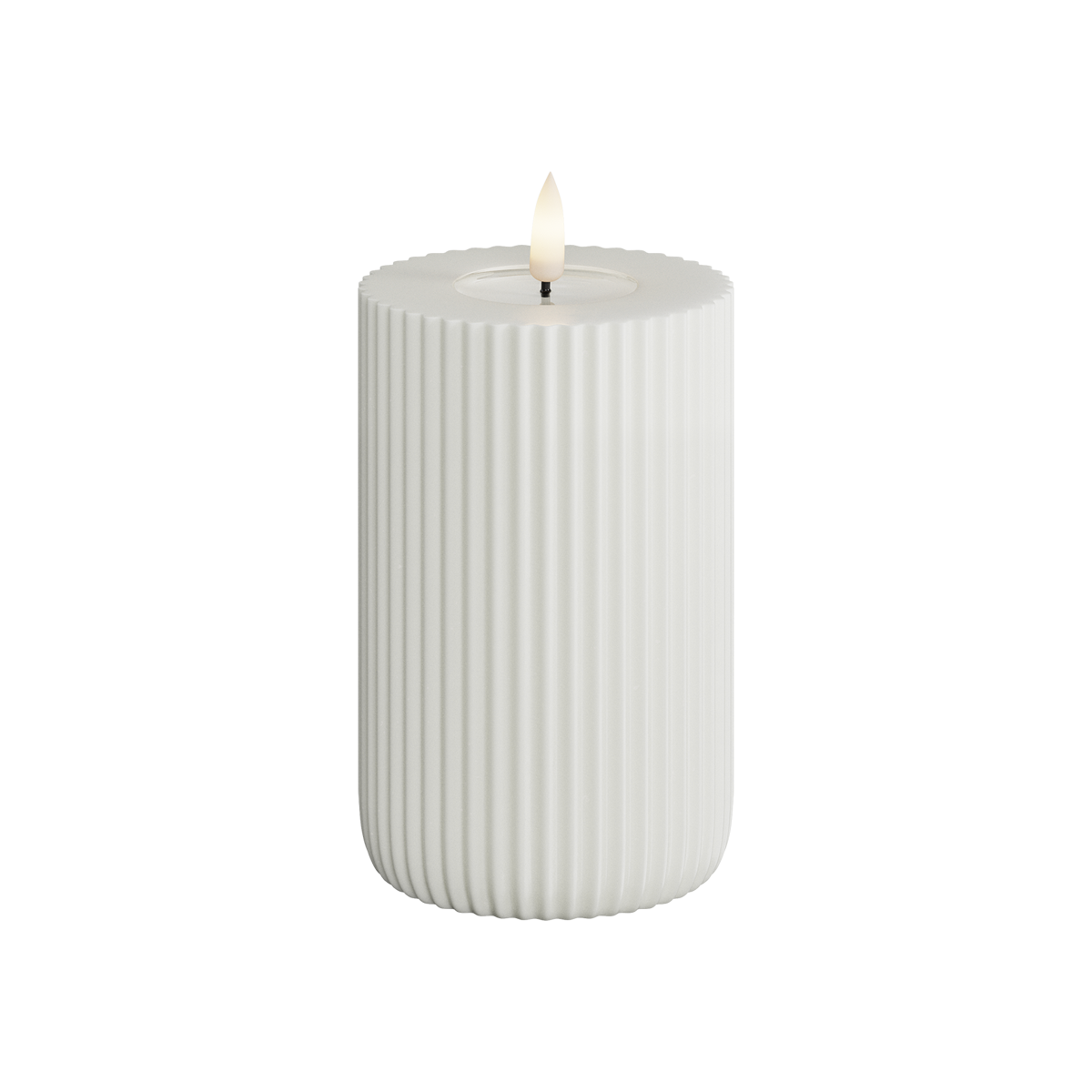 Led-kynttilä Solid stripe pilarikynttilä valkoinen Deluxe Homeart