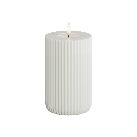 Led-kynttilä Solid stripe pilarikynttilä valkoinen Deluxe Homeart