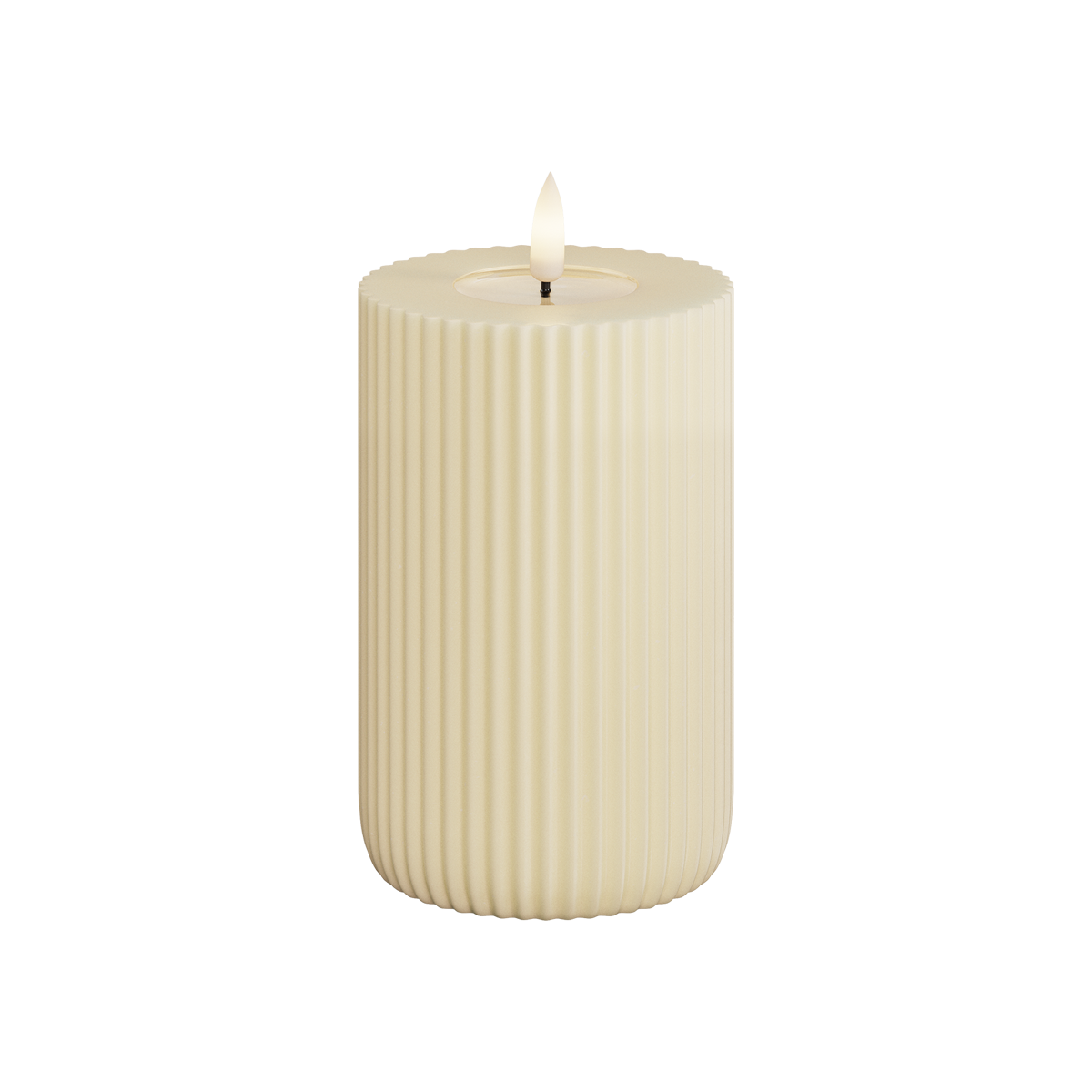 Led-kynttilä Solid stripe pilarikynttilä kerma Deluxe Homeart