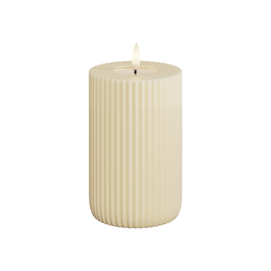 Led-kynttilä Solid stripe pilarikynttilä kerma Deluxe Homeart