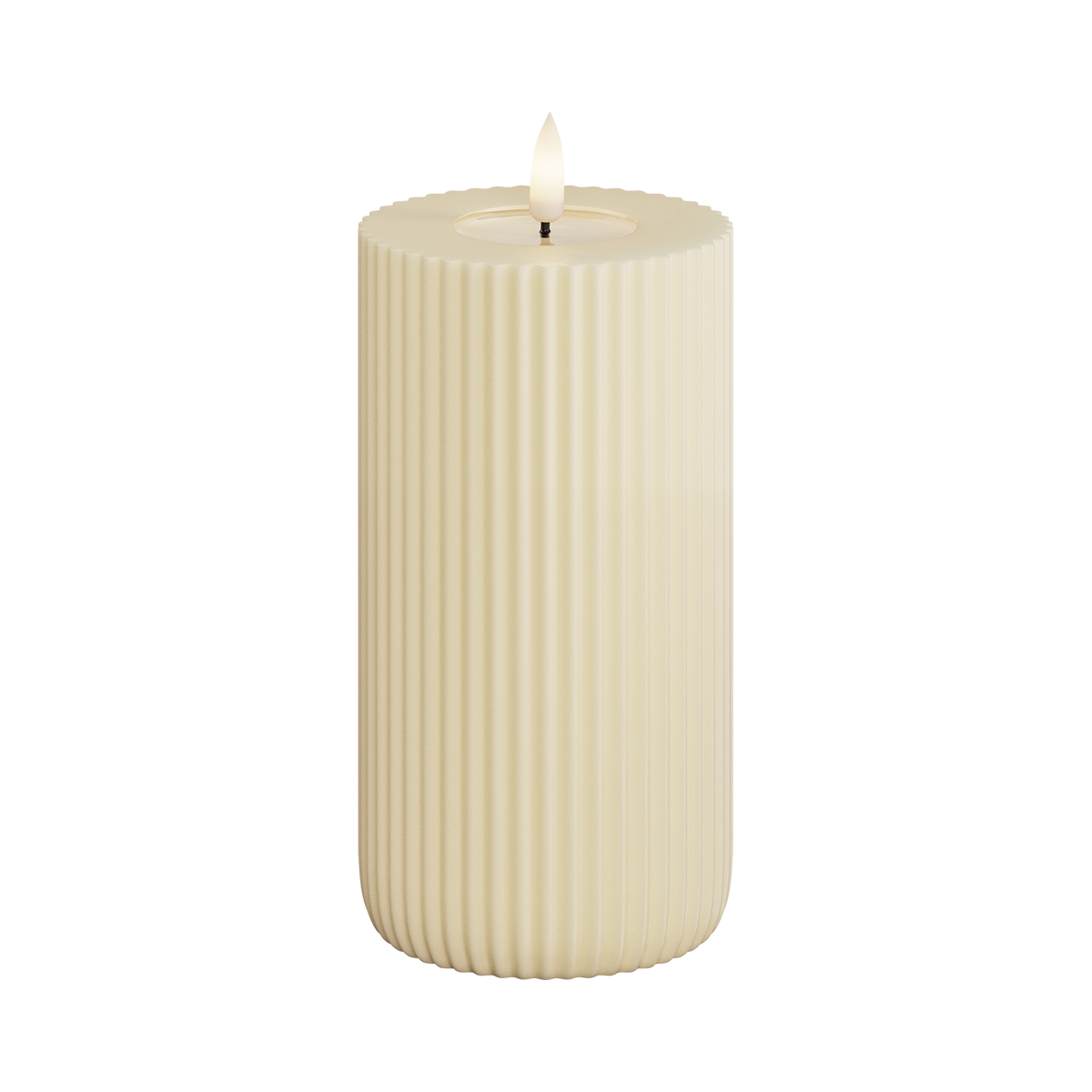 Led-kynttilä Solid stripe pilarikynttilä kerma Deluxe Homeart