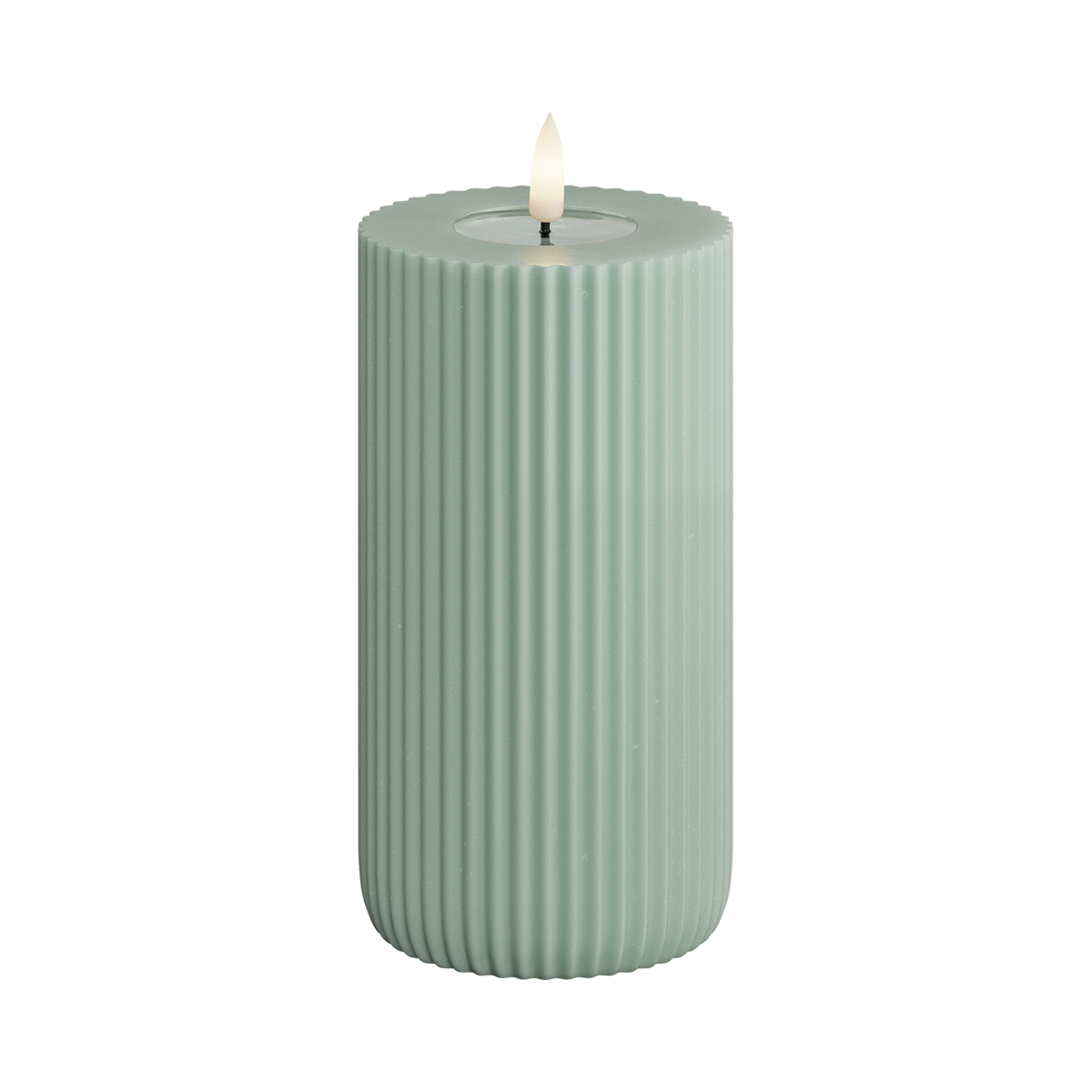 Led-kynttilä Solid stripe pilarikynttilä salvian vihreä Deluxe Homeart