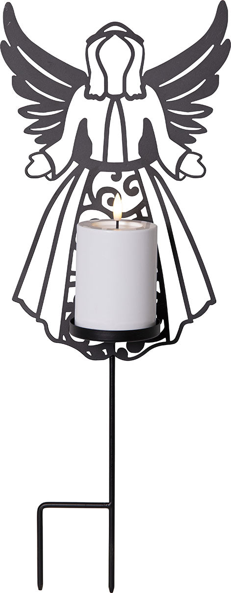 Hautakoriste Enkeli & led-kynttilä 48cm