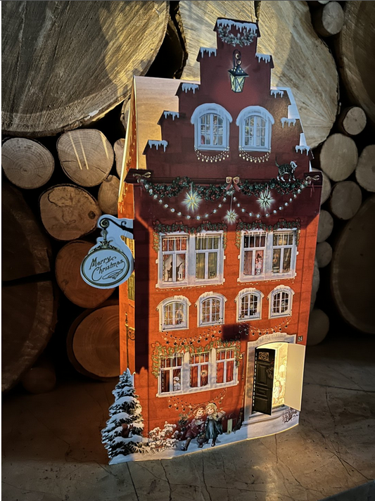 Joulukalenteri Joulutalo valoilla