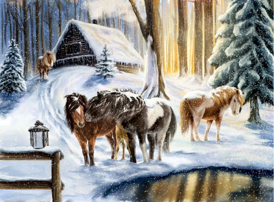 Joulukalenteri Winter Horses 52x38cm