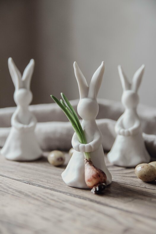 Keramiikka pupu valkoinen 11cm Majas Cottage