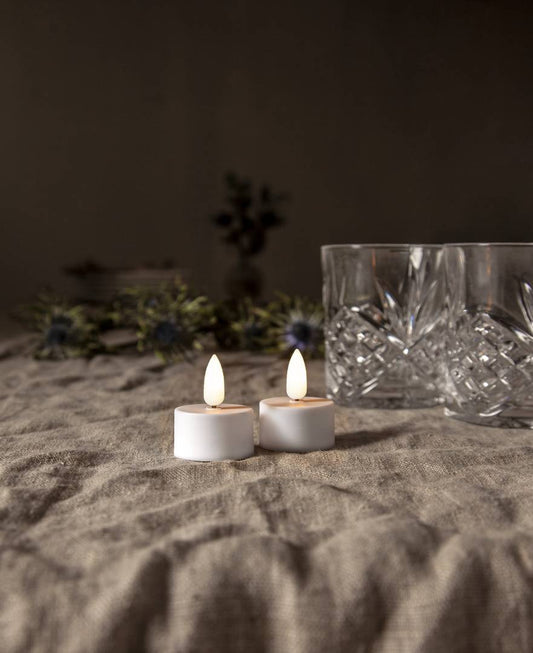 Led tuikku 2kpl/pkt Flamme valkoinen