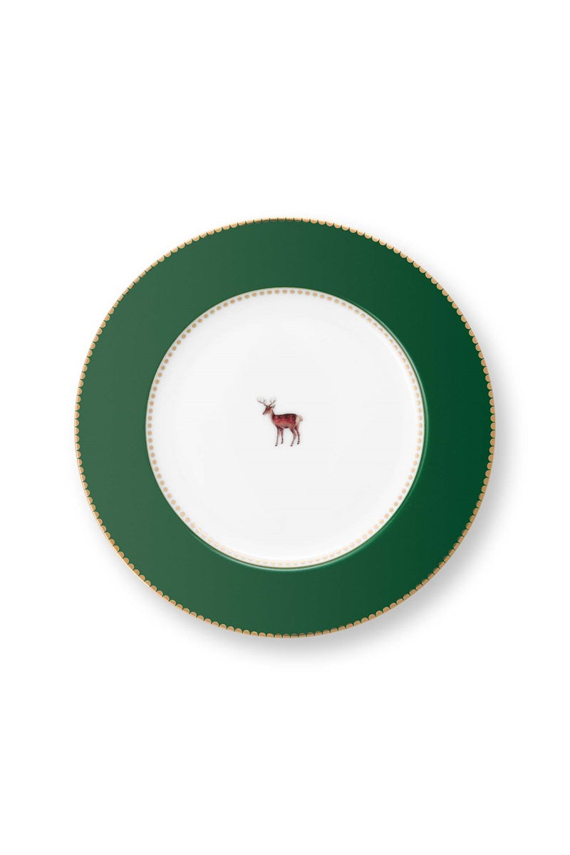 Pip Studio lautanen 17cm Love birds deer dark green