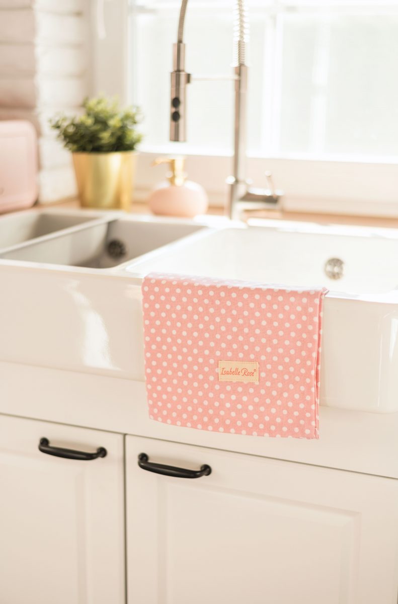 Keittiöpyyhe Polka dot vaaleanpunainen Isabelle Rose