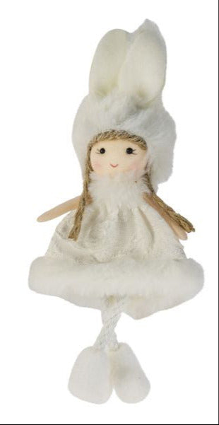 Talvinen tyttö 18cm valkoinen tai vaaleanpunainen