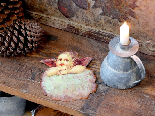 Vintage Enkeli metallikoriste