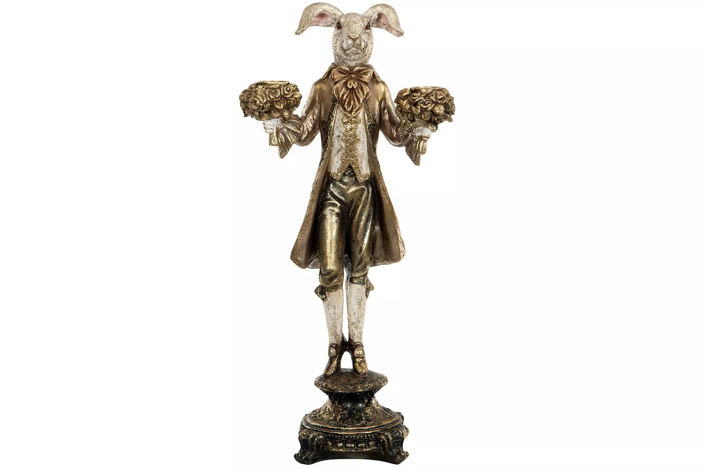 Kynttilänjalka Kaniherra kultaisessa frakissa