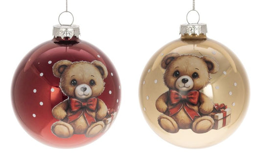 Joulukuusenkoriste Nalle kulta tai punainen 8cm Weiste