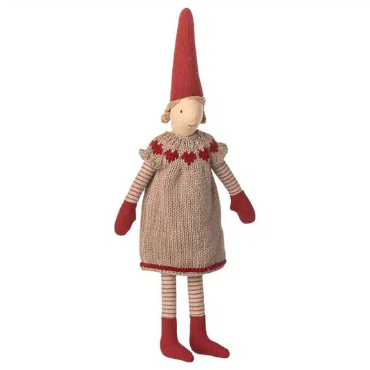 Maileg Tonttutyttö 31cm neulemekossaan