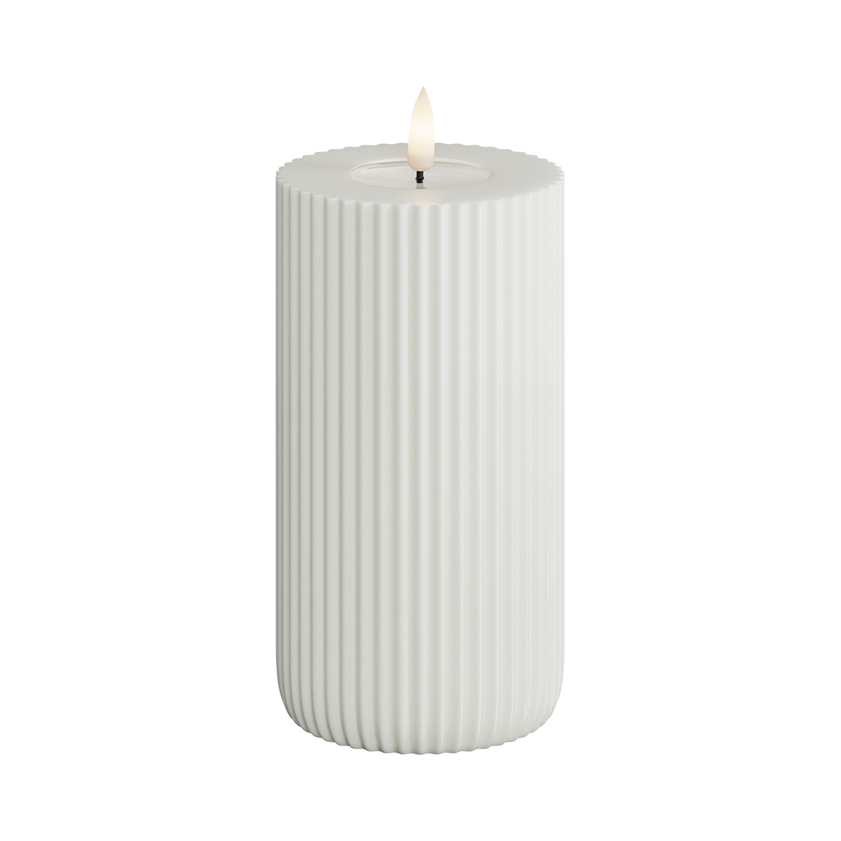 Led-kynttilä Solid stripe pilarikynttilä valkoinen Deluxe Homeart