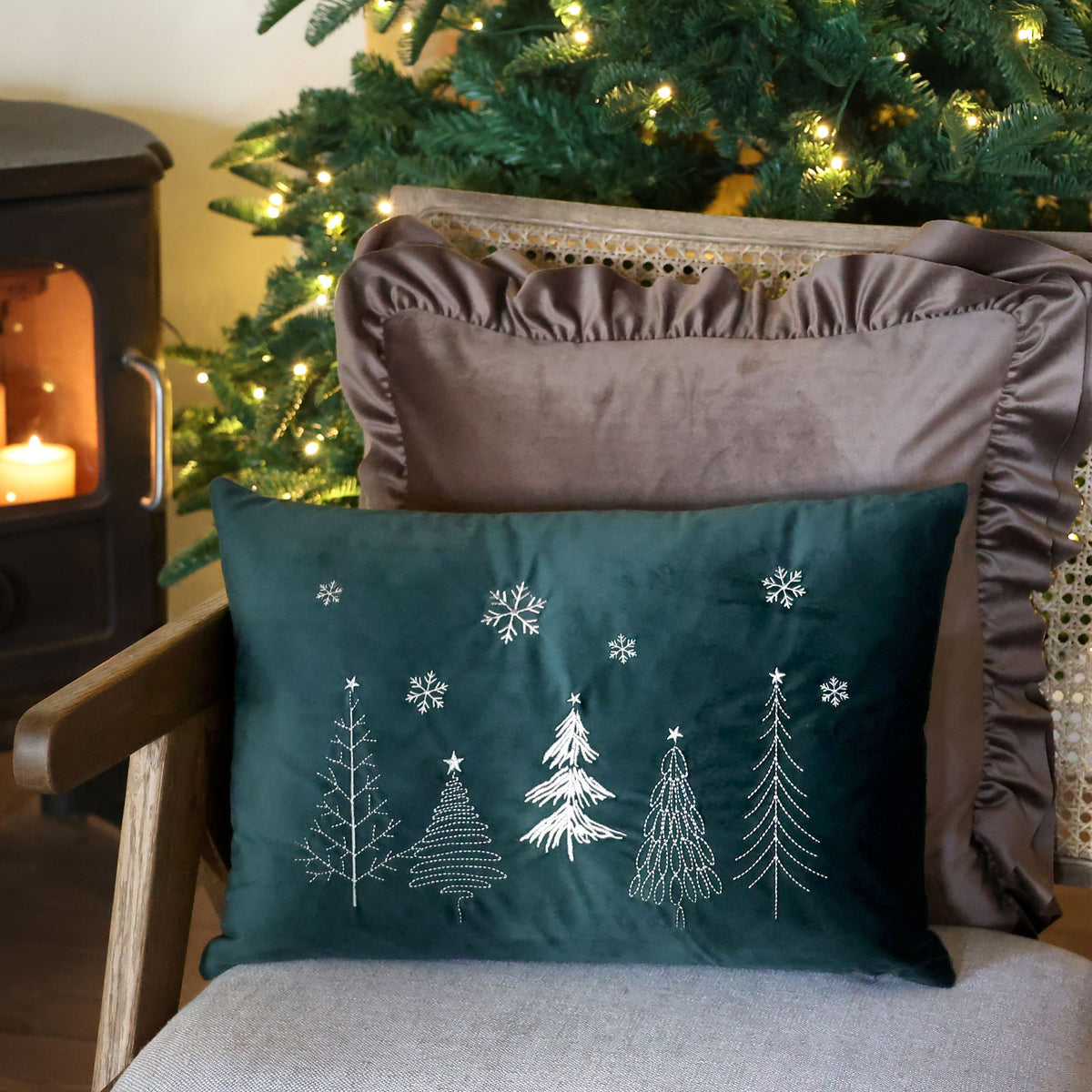 Koristetyynynpäällinen Joulukuuset vihreä Chic Antique