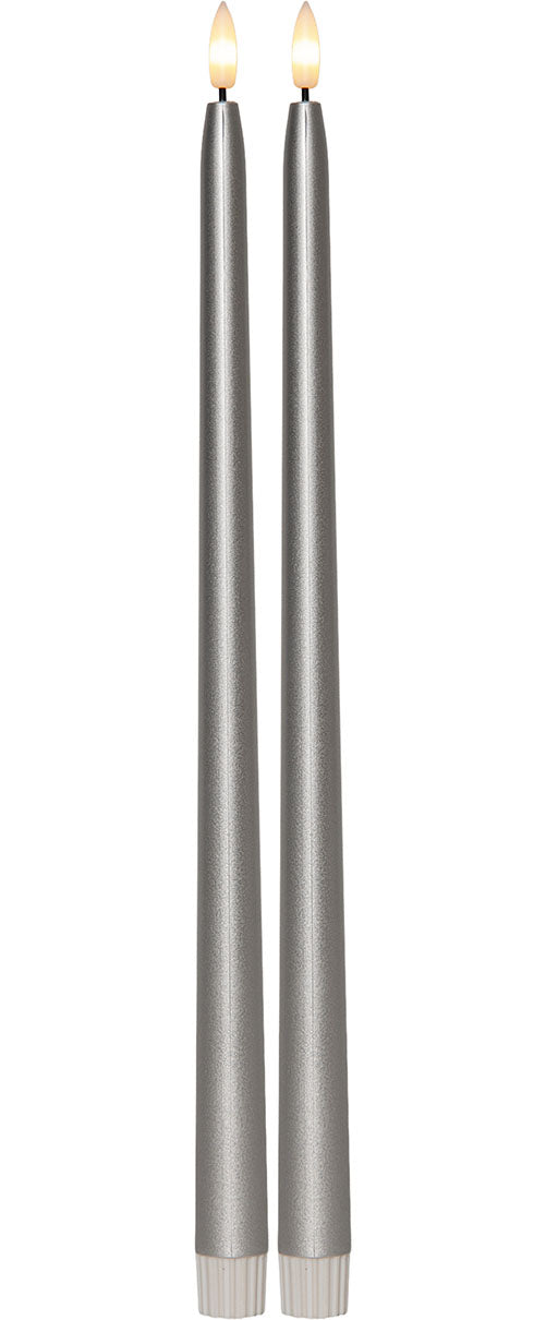 Flamme Metal led-antiikkikynttilä hopea 39cm