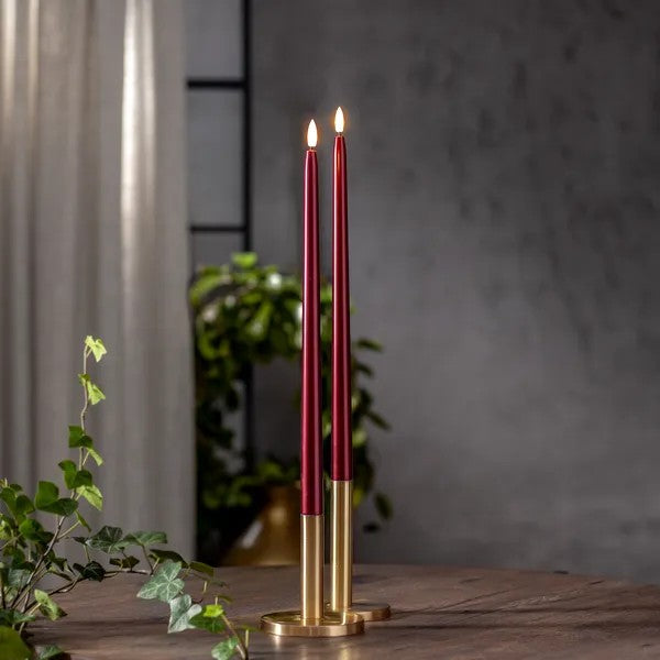 Antiikkikynttilä Metal LED punainen 39cm