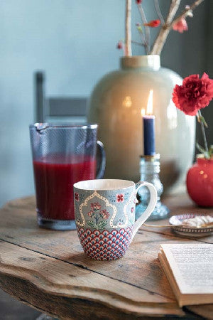 Pip Studio Flower Festival Scallop Deco Light Blue 350ml muki