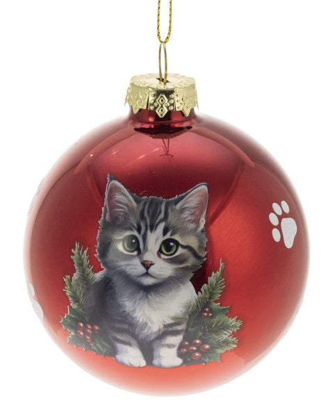 Joulukuusenkoriste Lasipallo kissanpentu 8cm