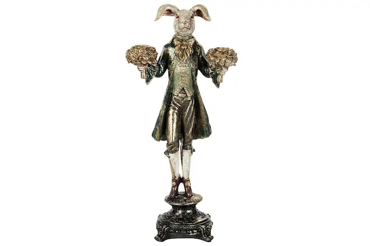 Kynttilänjalka Kaniherra vihreässä frakissa 40cm