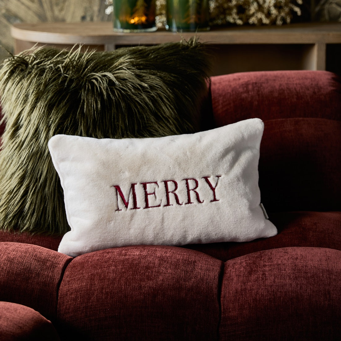 Merry Christmas koristetyynyn päällinen 30x50 Riviéra Maison