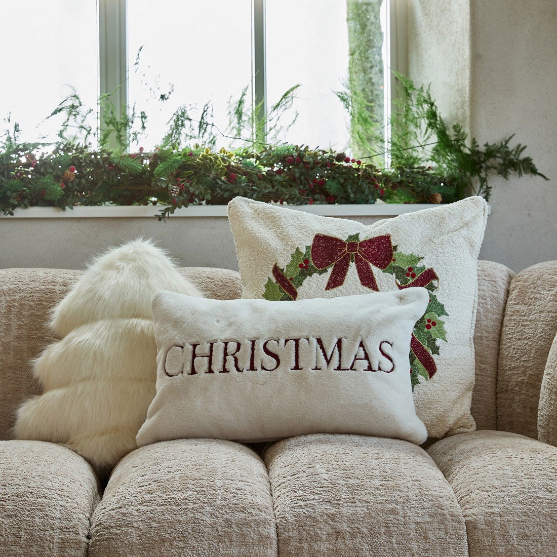 Merry Christmas koristetyynyn päällinen 30x50 Riviéra Maison