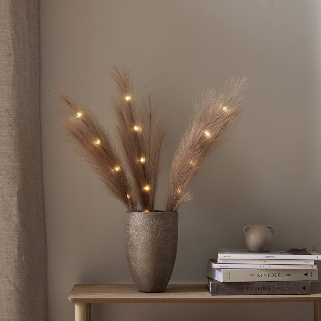 Plumes led-koristeoksat ruskea 65cm