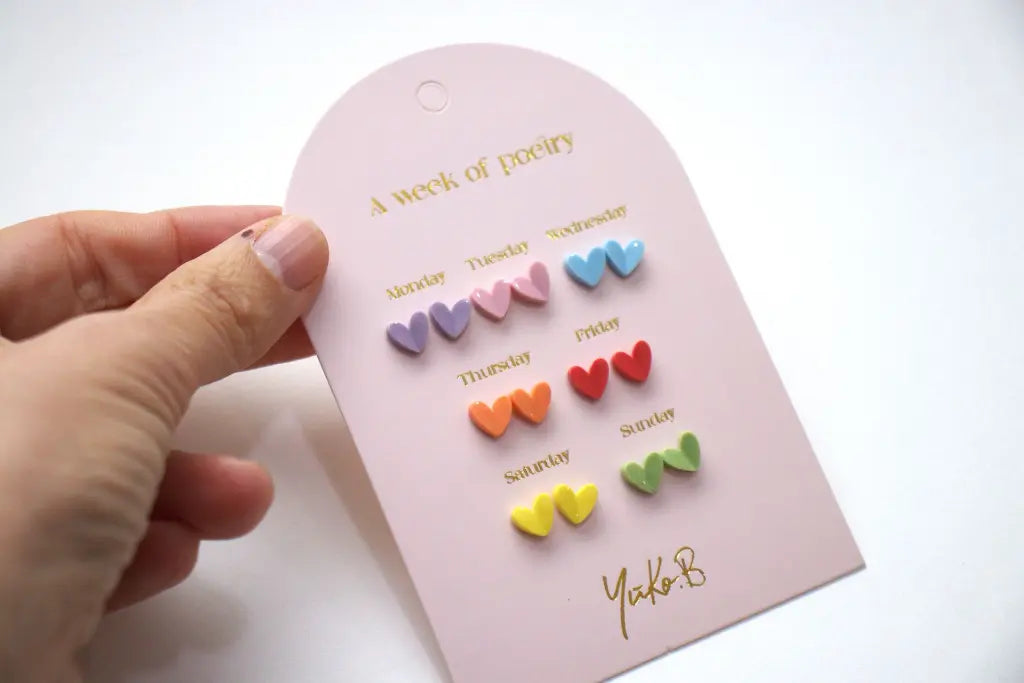 Sydän korvakorut 7 paria/pkt