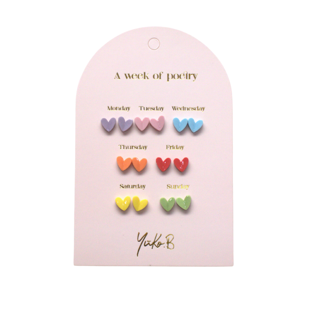 Sydän korvakorut 7 paria/pkt