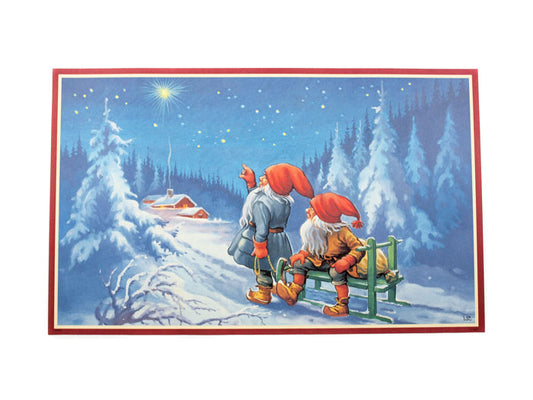 Joulujuliste Tontut jouluyössä  70 x 43 cm