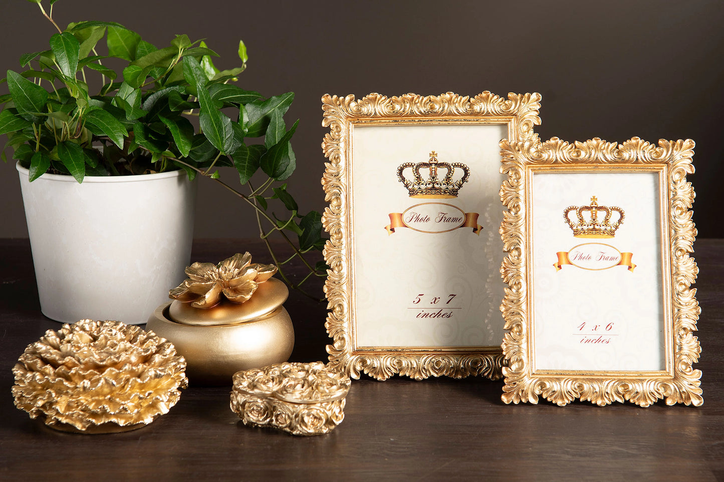 Valokuvakehys antik kulta 22cm