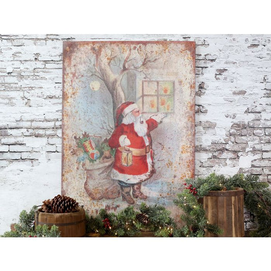 Vintage Joulutaulu Joulupukki ja lahjasäkki Chic Antique
